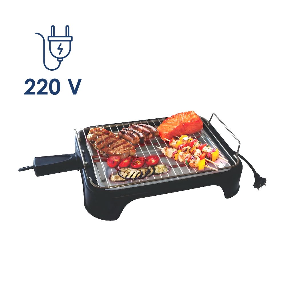 Churrasqueira Elétrica Portátil E Pratica Grill Preta 1200w