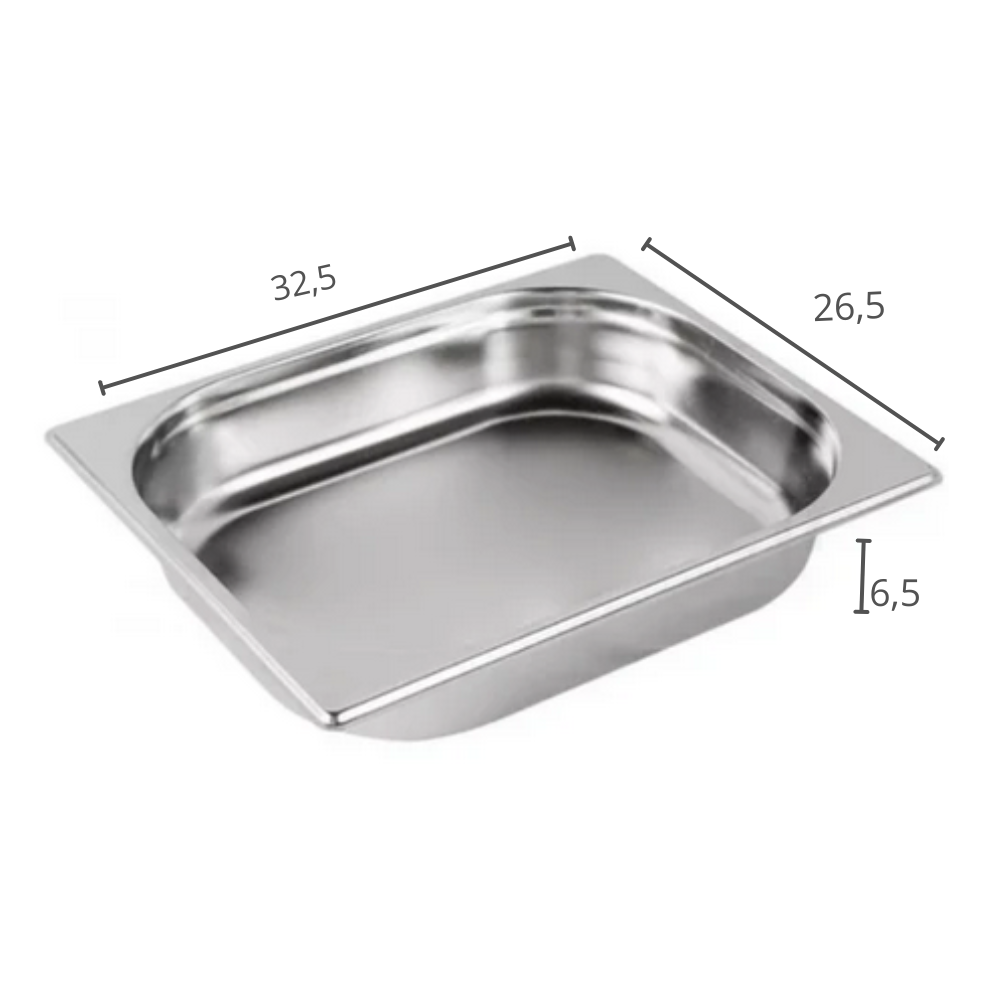 CUBA GASTRONOMICA GN 1/2X65MM 325X265MM AÇO INOX E 0,7MM