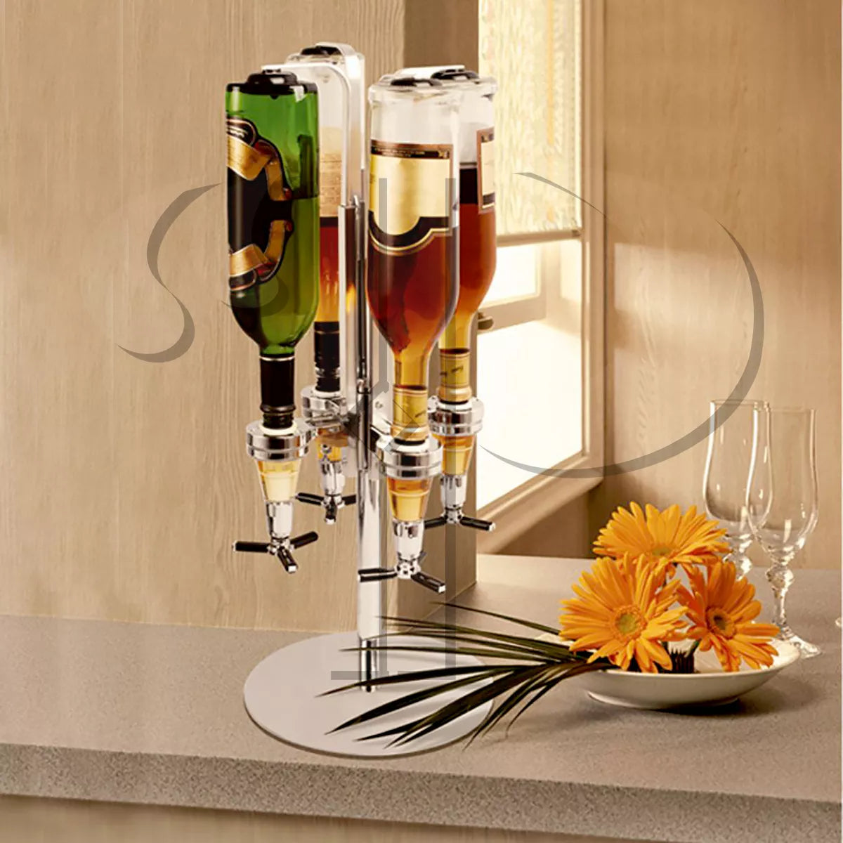 PORTA BEBIDAS GIRATÓRIO DOSADOR DISPENSER PARA 4 GARRAFAS