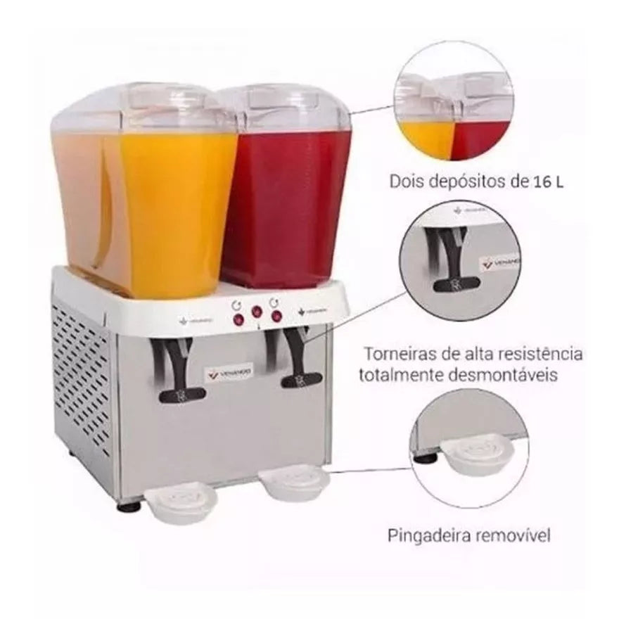 REFRESQUEIRA 32 LITROS 2 CUBAS RV216 VENÂNCIO COR PRATEADO