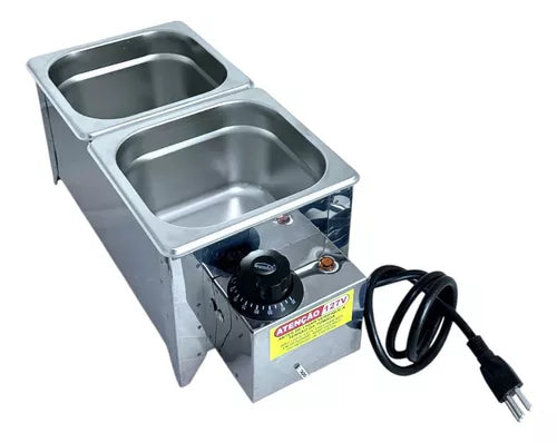 DERRETEDEIRA CHOCOLATEIRA MOLHEIRA INOX 2 CUBAS 3.5KG