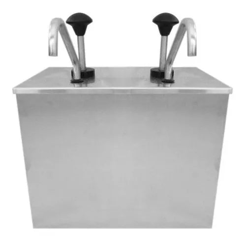 DISPENSER DOSADOR DUPLO 6L P/ MOLHO E CONDIMENTOS AÇO INOX.
