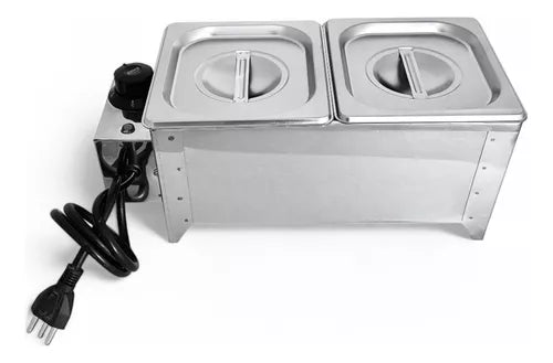 DERRETEDEIRA CHOCOLATEIRA MOLHEIRA INOX 2 CUBAS 3.5KG
