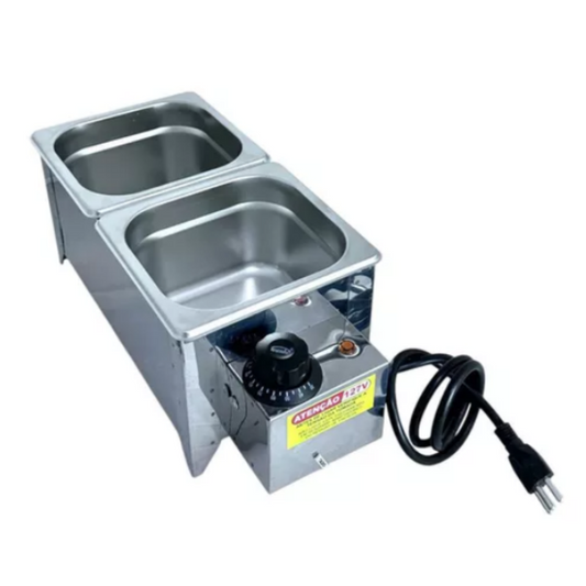 DERRETEDEIRA CHOCOLATEIRA MOLHEIRA INOX 2 CUBAS 3.5KG