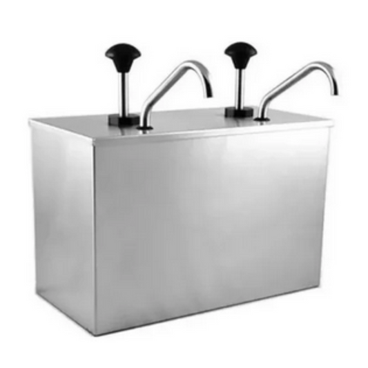 DISPENSER DOSADOR DUPLO 6L P/ MOLHO E CONDIMENTOS AÇO INOX.
