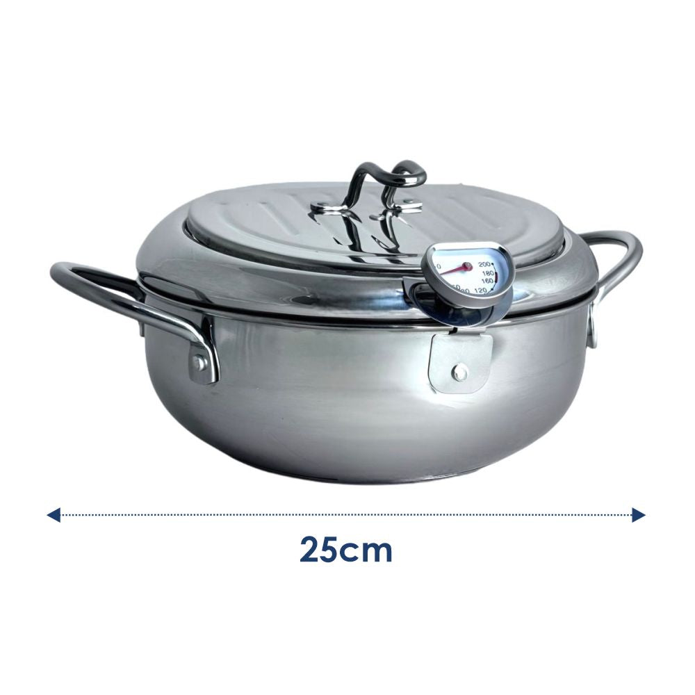 FRITADEIRA JAPONESA FRYER AÇO INOX 25 CM 3.2L COM TERMÔMETRO