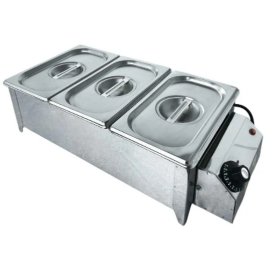 RECHAUD ELETRICO 3 CUBAS 1/3 TAMPA INOX 220V