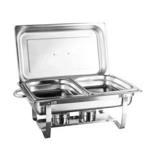 RECHAUD RETANGULAR DUPLO INOX 2 CUBAS 1/2 9L - IPÊ COZINHAS