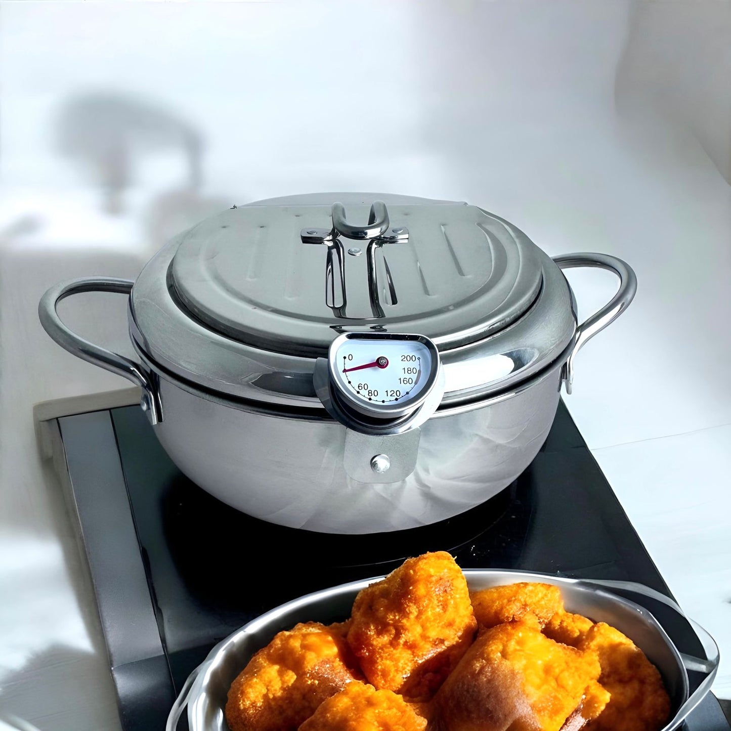 FRITADEIRA JAPONESA FRYER AÇO INOX 25 CM 3.2L COM TERMÔMETRO