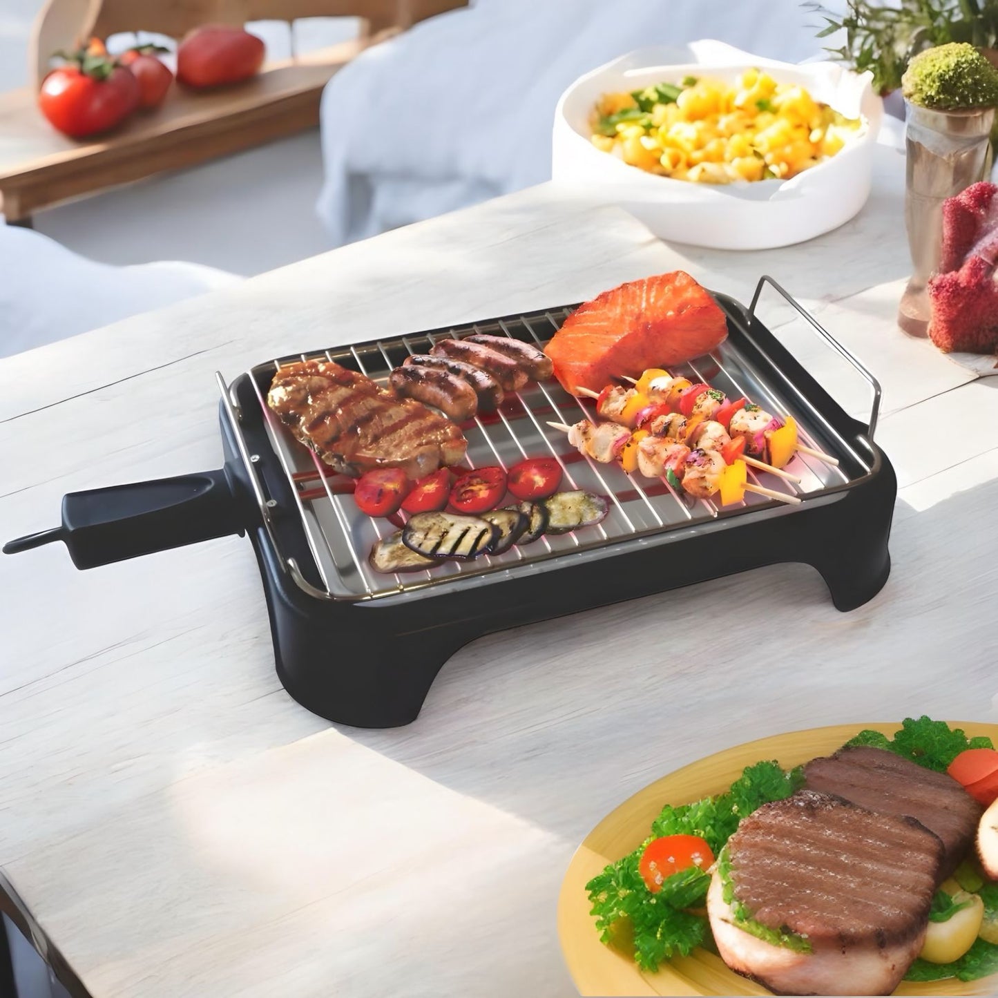 Churrasqueira Elétrica Portátil E Pratica Grill Preta 1200w