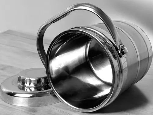 BALDE INOX DE GELO COM TAMPA 1,9 L DUPLA CAMADA QUENTE/FRIO