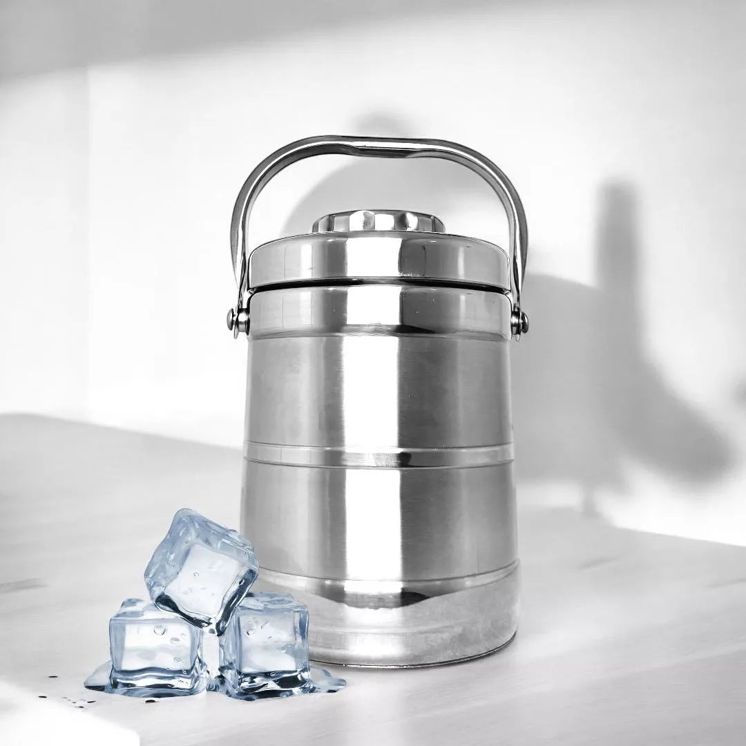 BALDE INOX DE GELO COM TAMPA 1,9 L DUPLA CAMADA QUENTE/FRIO