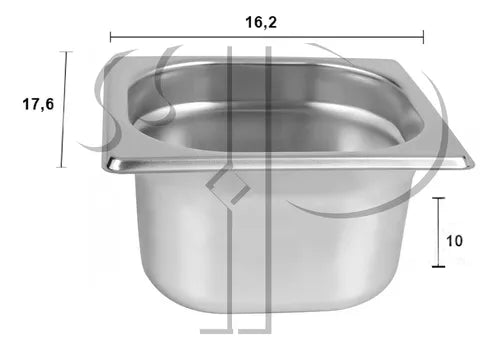 Cuba Gastronomica Gn 1/6x100mm 162x176mm Aço Inox E 0,7mm