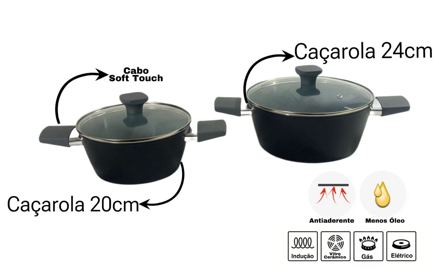 JOGO DE PANELAS DE INDUÇÃO CERÂMICO IPÊ COZINHAS - 5 PEÇAS