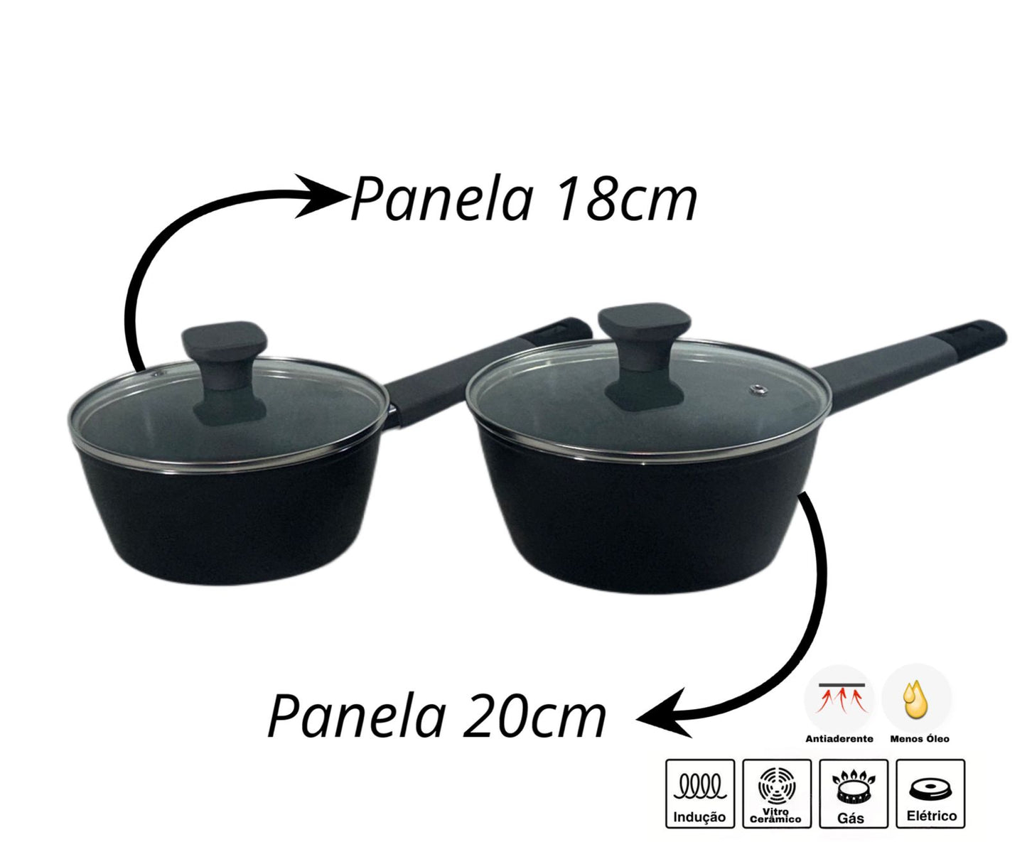 JOGO DE PANELAS DE INDUÇÃO CERÂMICO IPÊ COZINHAS - 5 PEÇAS
