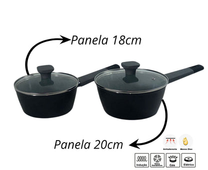 JOGO DE PANELAS DE INDUÇÃO CERÂMICO IPÊ COZINHAS - 5 PEÇAS