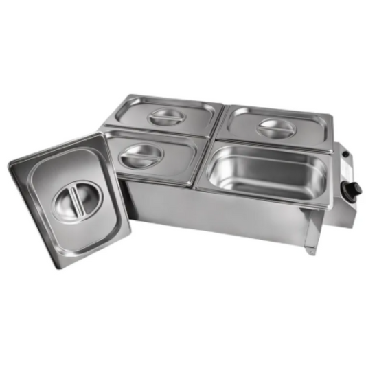 RECHAUD ELETRICO 4 CUBAS 1/4 TAMPA INOX 127V