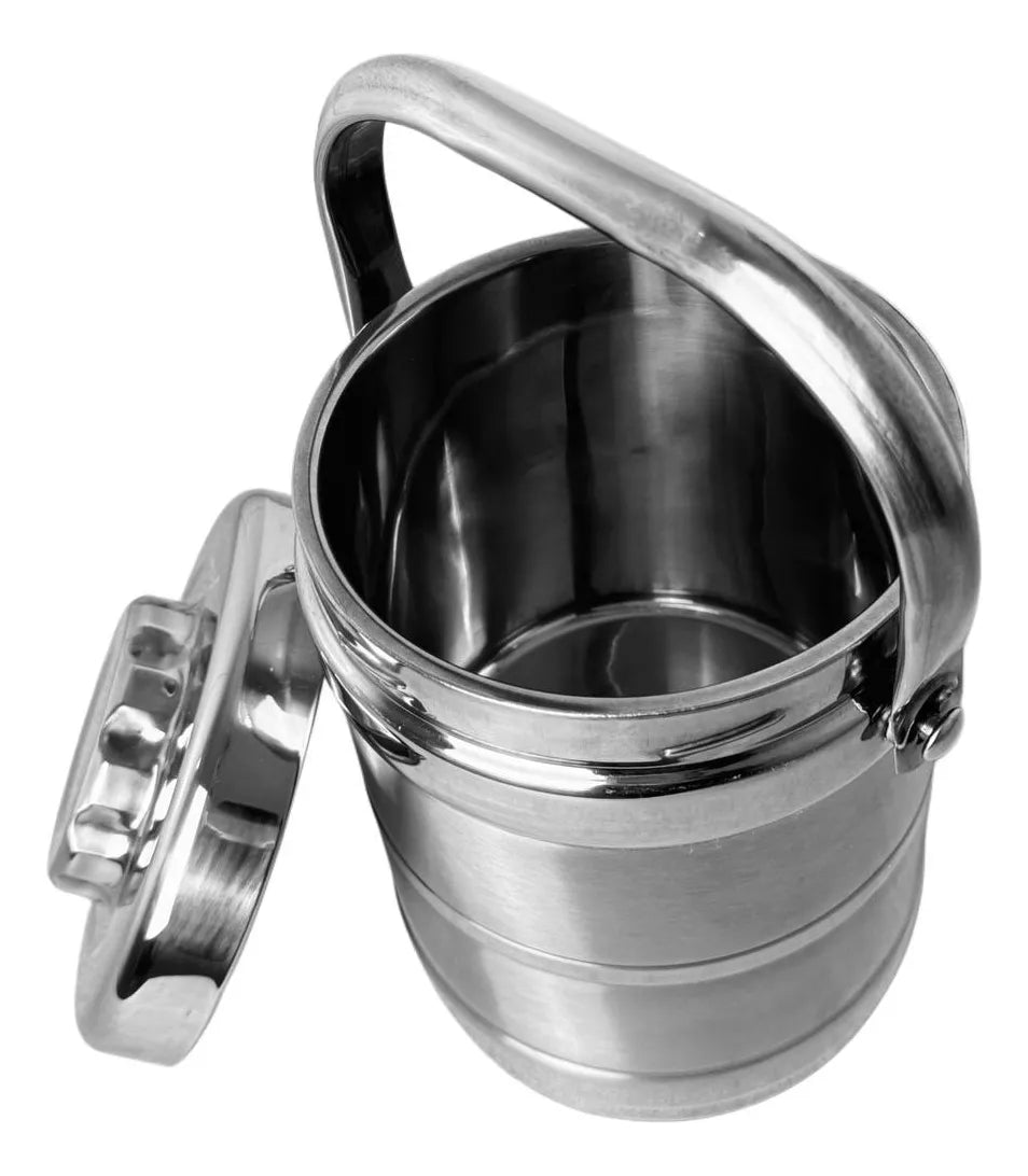 Balde Inox  De Gelo Com Tampa 1,9 L Dupla Camada Quente/frio