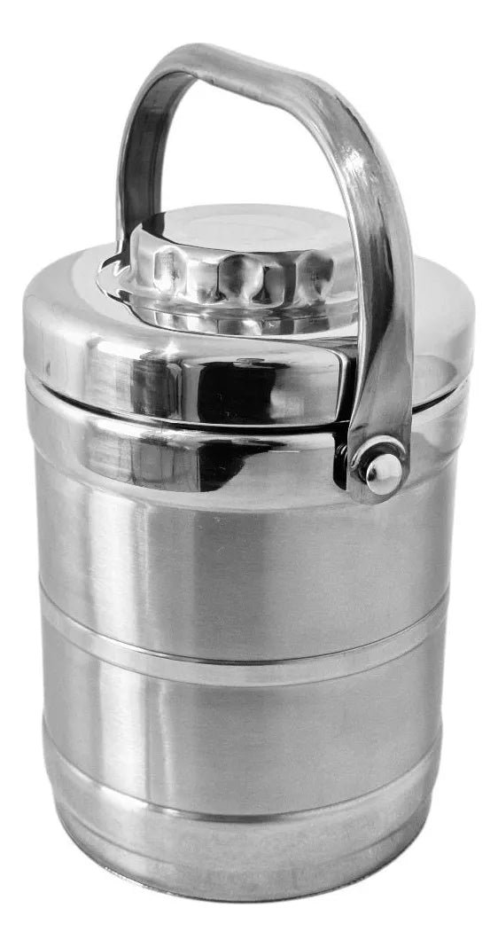 Balde Inox  De Gelo Com Tampa 1,9 L Dupla Camada Quente/frio